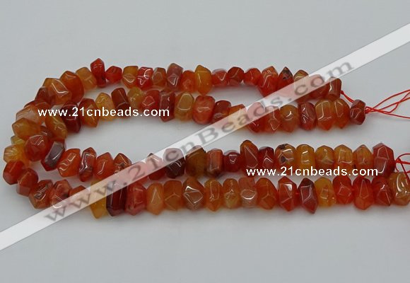 CNG1170 15.5 inches 8*14mm - 10*18mm faceted nuggets carnelian beads