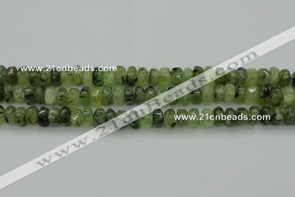 CNG1179 15.5 inches 6*14mm - 8*14mm nuggets green rutilated quartz beads