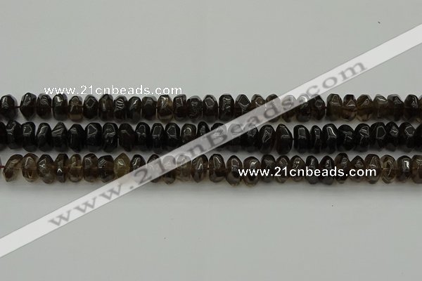 CNG1181 15.5 inches 6*14mm - 8*14mm nuggets smoky quartz beads