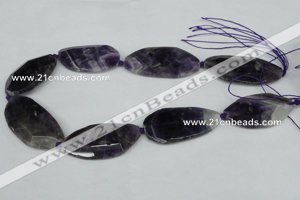 CNG1227 15.5 inches 20*40mm - 25*50mm freeform amethyst beads