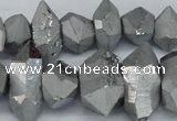 CNG1300 15.5 inches 10*20mm - 15*30mm faceted nuggets plated quartz beads