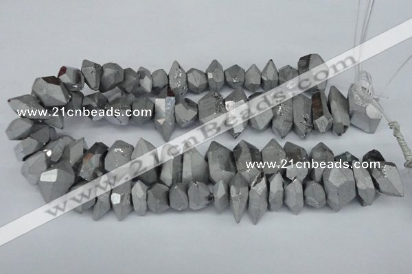 CNG1300 15.5 inches 10*20mm - 15*30mm faceted nuggets plated quartz beads