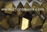 CNG1301 15.5 inches 10*20mm - 15*30mm faceted nuggets plated quartz beads