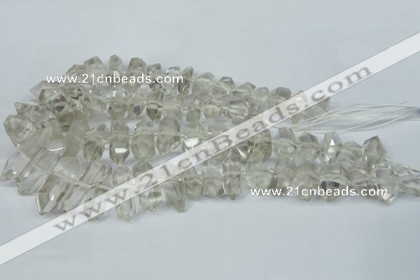 CNG1315 10*25mm – 12*35mm faceted nuggets smoky quartz beads