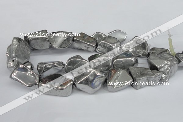 CNG1320 15.5 inches 15*30mm – 25*35mm nuggets plated quartz beads