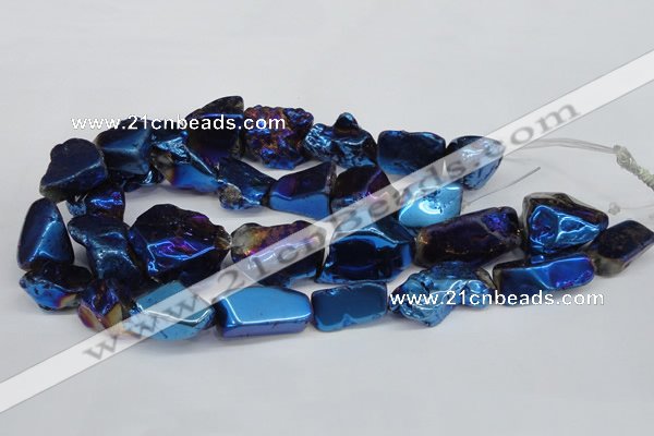 CNG1324 15.5 inches 15*30mm – 25*35mm nuggets plated quartz beads