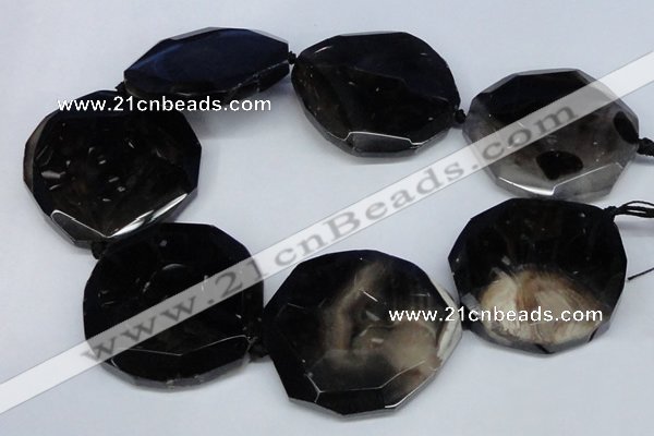 CNG1350 15.5 inches 52*55mm faceted freeform agate beads