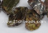 CNG1430 Top drilled 20*25mm - 30*40mm freeform green garnet beads