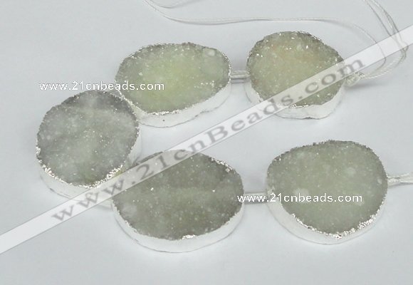 CNG1490 8 inches 30*35mm - 35*45mm freeform agate beads with brass setting