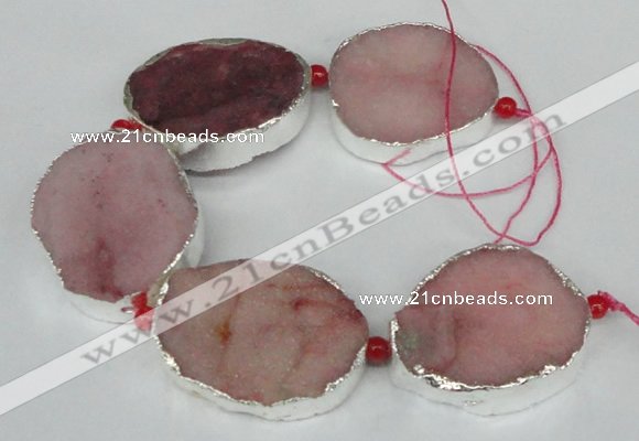 CNG1491 8 inches 30*35mm - 35*45mm freeform agate beads with brass setting