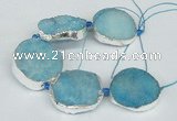 CNG1492 8 inches 30*35mm - 35*45mm freeform agate beads with brass setting