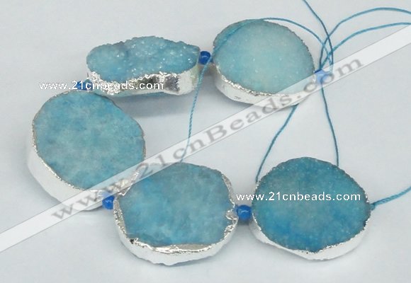 CNG1492 8 inches 30*35mm - 35*45mm freeform agate beads with brass setting