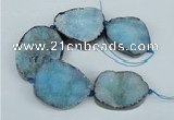 CNG1495 8 inches 30*35mm - 35*45mm freeform agate beads with brass setting