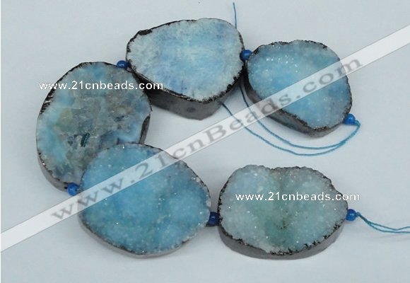 CNG1495 8 inches 30*35mm - 35*45mm freeform agate beads with brass setting