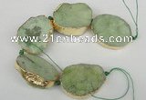 CNG1500 8 inches 30*35mm - 35*45mm freeform agate beads with brass setting