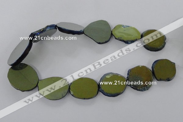 CNG1502 15.5 inches 22*25mm - 30*35mm freeform plated agate beads