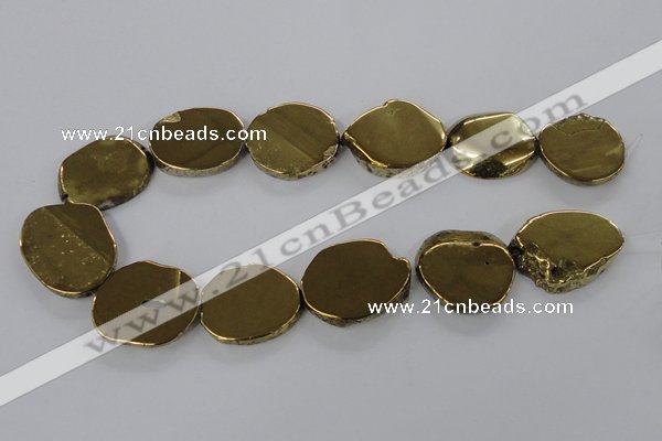 CNG1503 15.5 inches 22*25mm - 30*35mm freeform plated agate beads