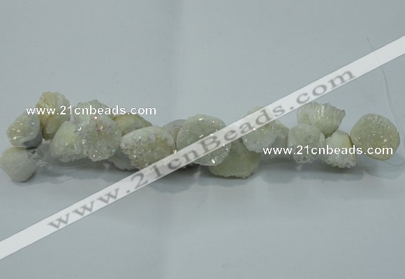 CNG1535 7.5 inches 10*14mm - 15*20mm nuggets plated druzy agate beads