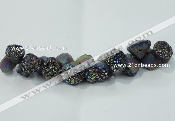 CNG1537 7.5 inches 10*14mm - 15*20mm nuggets plated druzy agate beads