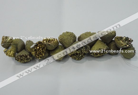 CNG1538 7.5 inches 10*14mm - 15*20mm nuggets plated druzy agate beads