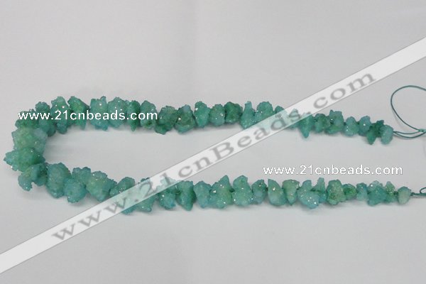 CNG1539 15.5 inches 6*8mm - 15*20mm nuggets plated druzy quartz beads