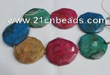 CNG1555 15.5 inches 50*52mm faceted freeform agate beads