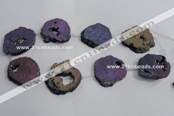 CNG1563 30*40mm - 40*50mm freeform plated druzy agate beads