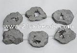 CNG1568 30*40mm - 40*50mm freeform plated druzy agate beads