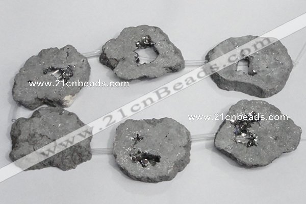 CNG1568 30*40mm - 40*50mm freeform plated druzy agate beads