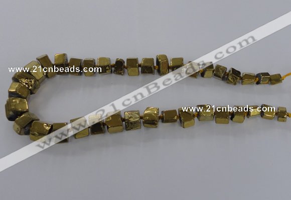 CNG1582 15.5 inches 8*12mm - 12*20mm nuggets plated quartz beads