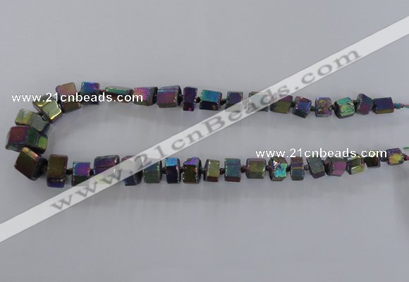 CNG1583 15.5 inches 8*12mm - 12*20mm nuggets plated quartz beads