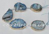 CNG1617 8 inches 22*30mm - 25*35mm freeform agate beads with brass setting