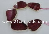 CNG1621 8 inches 35*50mm - 45*55mm freeform agate beads with brass setting