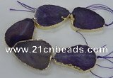 CNG1622 8 inches 35*50mm - 45*55mm freeform agate beads with brass setting