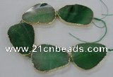 CNG1624 8 inches 35*50mm - 45*55mm freeform agate beads with brass setting