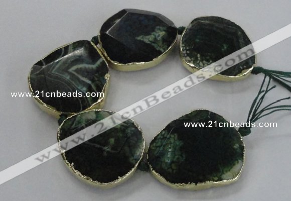 CNG1626 8 inches 40*45mm - 45*50mm freeform agate beads with brass setting