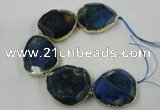 CNG1638 8 inches 40*45mm - 45*50mm freeform agate beads with brass setting