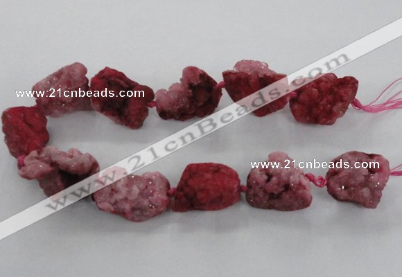 CNG1649 15.5 inches 22*30mm - 25*45mm nuggets plated druzy agate beads