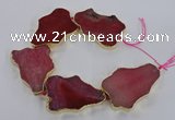 CNG1651 8 inches 35*50mm - 45*65mm freeform agate beads with brass setting