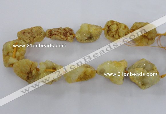 CNG1670 15.5 inches 22*30mm - 25*45mm nuggets plated druzy agate beads