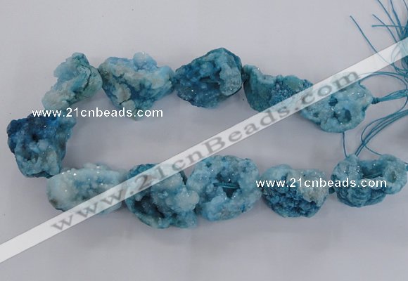 CNG1672 15.5 inches 22*30mm - 25*45mm nuggets plated druzy agate beads
