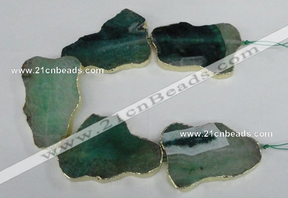 CNG1689 8 inches 35*50mm - 45*65mm freeform agate beads with brass setting