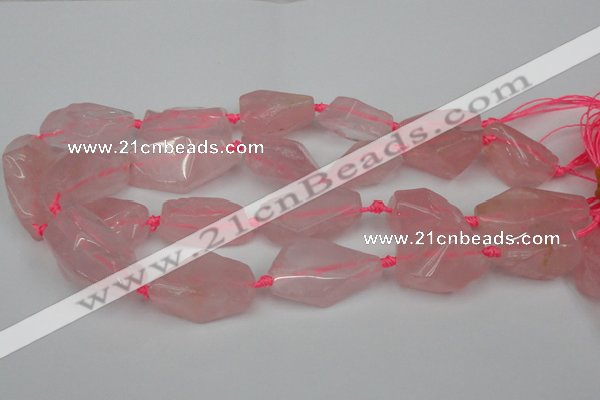 CNG1703 15.5 inches 15*20mm - 18*38mm nuggets rose quartz beads