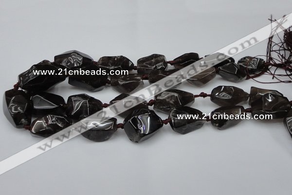 CNG1707 15.5 inches 15*20mm - 18*35mm nuggets smoky quartz beads