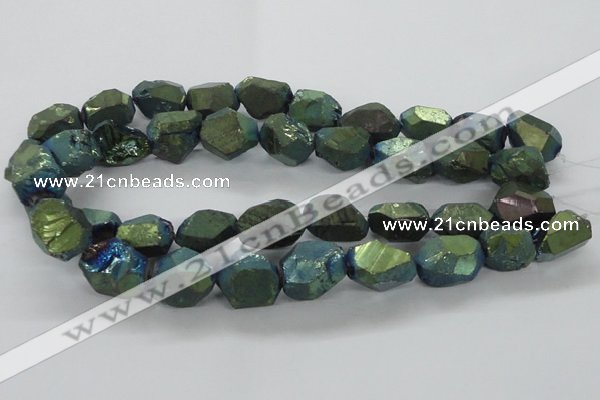 CNG1802 13*18mm - 15*20mm faceted nuggets plated quartz beads