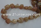 CNG1807 15.5 inches 15*20mm - 20*25mm nuggets plated rose quartz beads