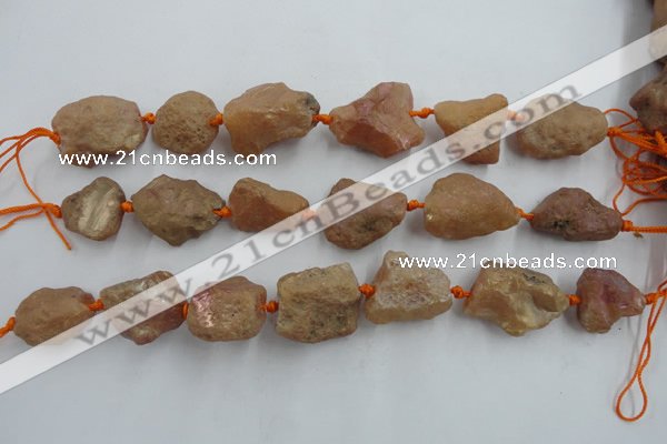 CNG1831 8 inches 15*20mm - 20*25mm nuggets plated red agate beads