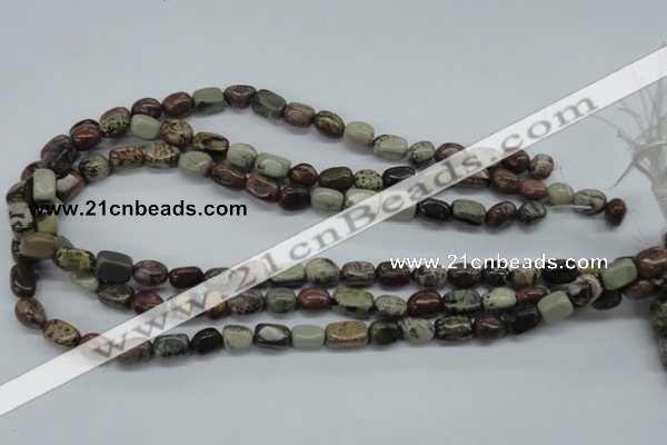 CNG202 15.5 inches 8*13mm nuggets leopard skin jasper beads