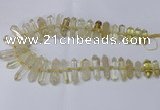 CNG2150 15.5 inches 8*25mm - 10*40mm faceted nuggets lemon quartz beads