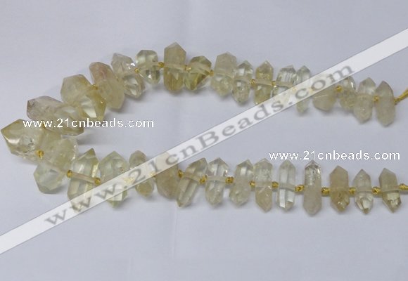 CNG2151 15.5 inches 10*25mm - 15*40mm faceted nuggets lemon quartz beads